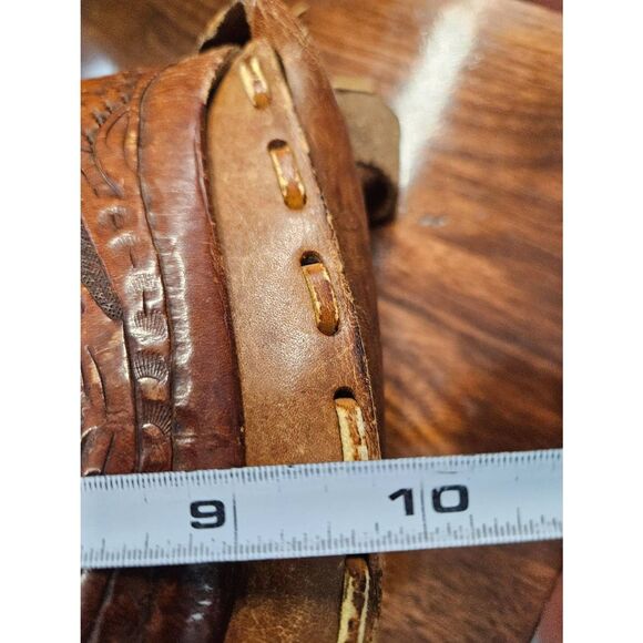 Vintage Hand Tooled Leather Bag Purse Shoulder Bag Brown - Picture 11 of 13